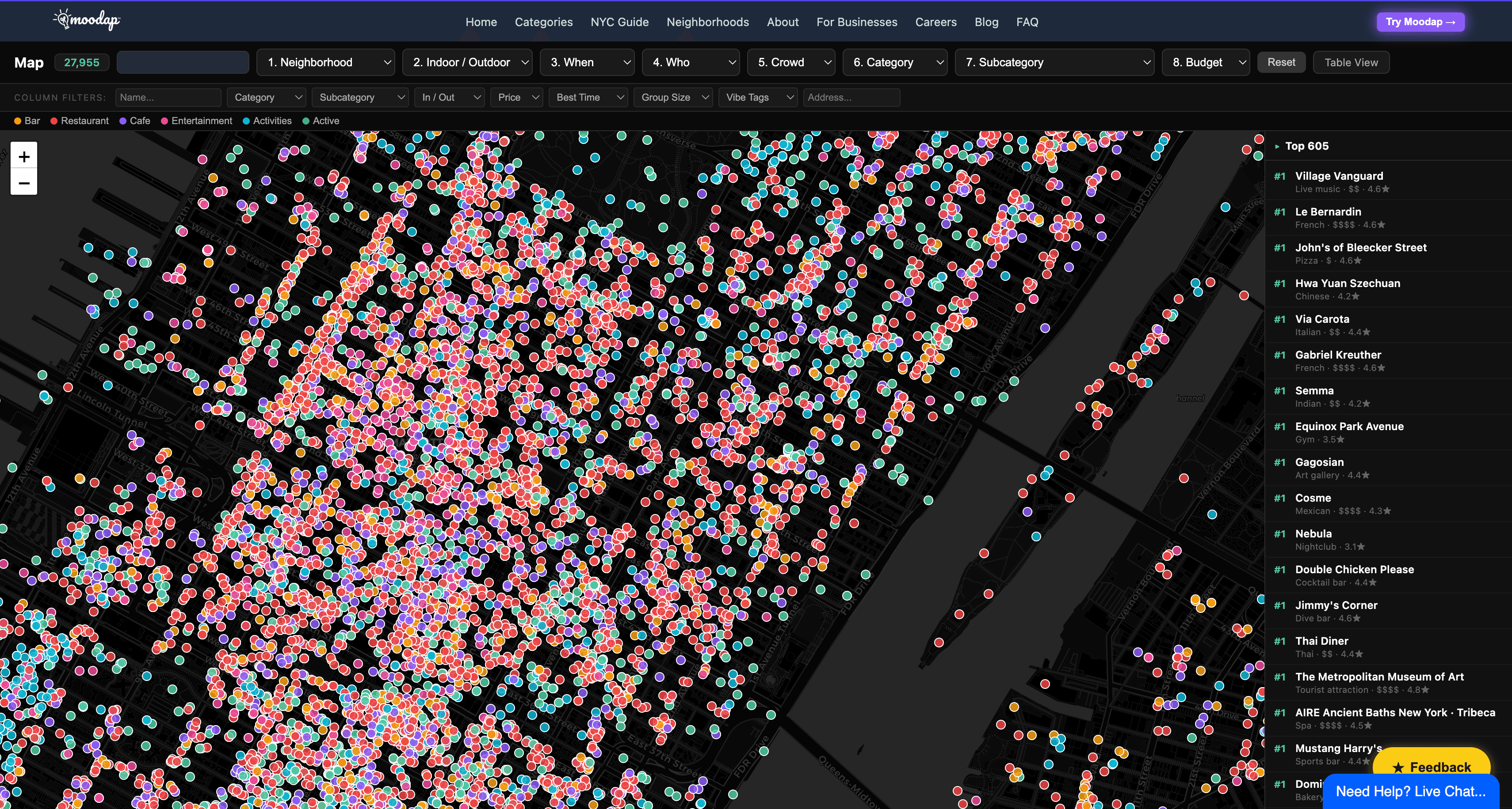Close-up of Moodap venue coverage in Manhattan